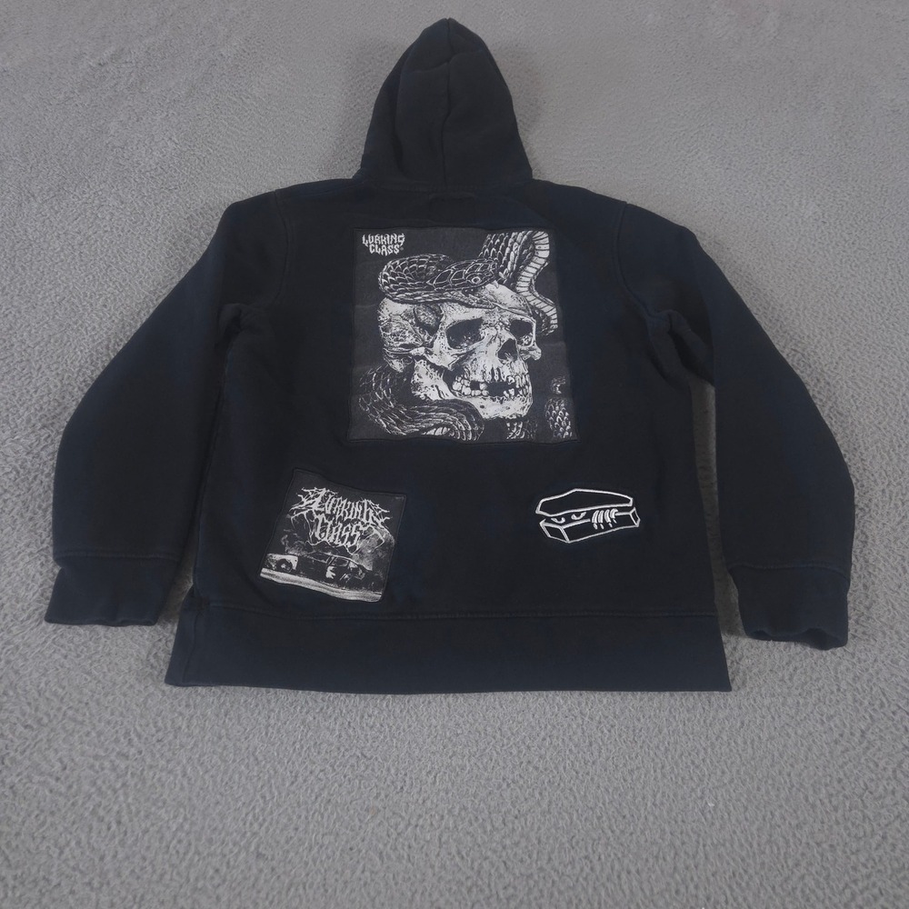 Lurking Class Hoodie Mens Medium Black Sketchy Tank Skull Snake Graphic Cotton